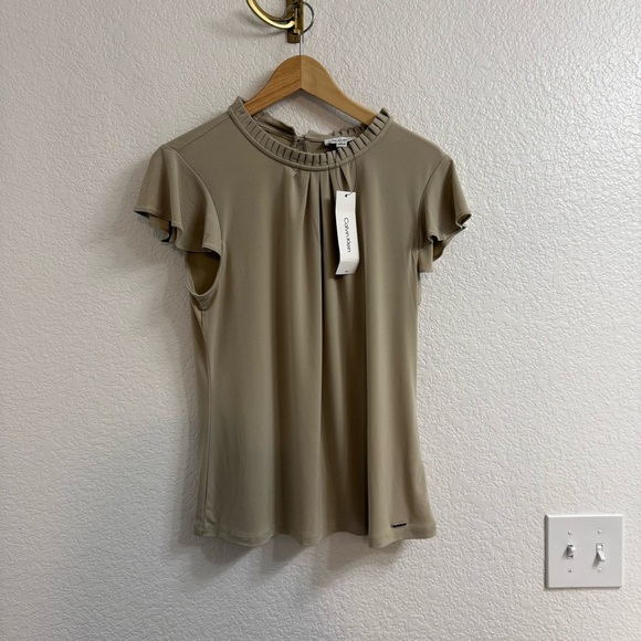 Calvin Klein Tan Blouse Size Large BNWT - Picture 1 of 4